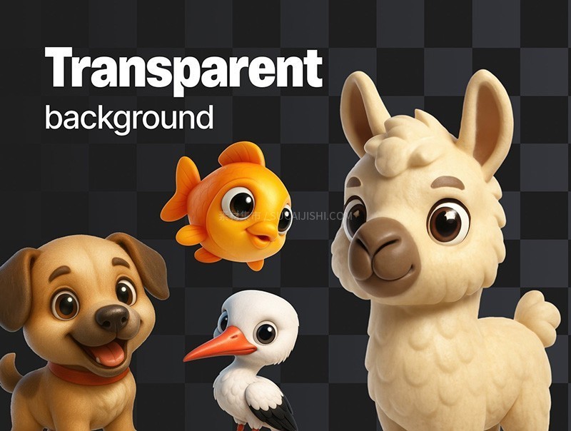 100种动物卡通3D图标PNG格式